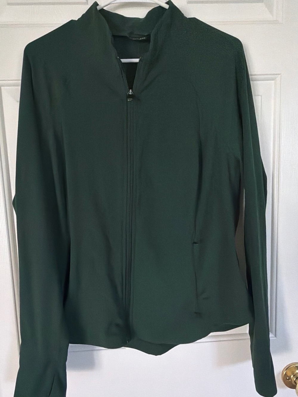 Athleta Forest Green Zip-Up Bomber Jacket